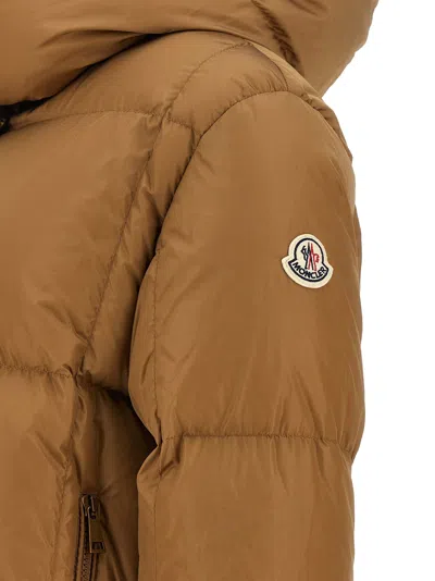 Moncler Castelnou Square-quilted Hooded Short Down Jacket In Brown