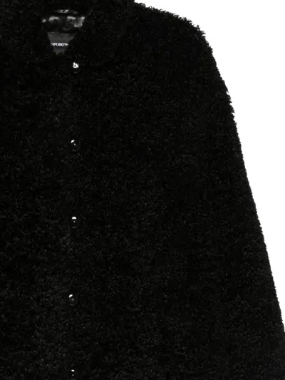 Emporio Armani Teddy Coat In Black