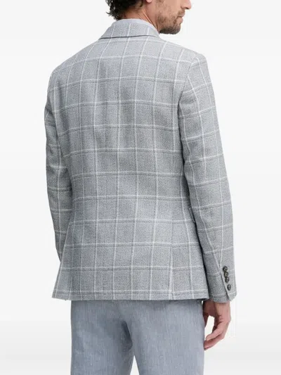 Joop Checked Button Blazer In Gray