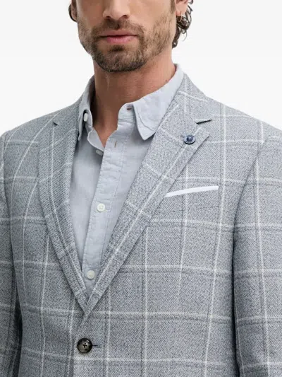 Joop Checked Button Blazer In Gray