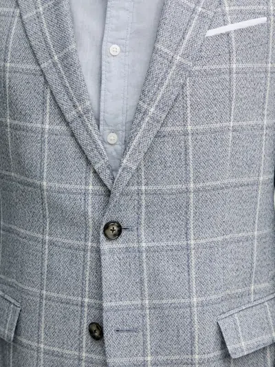 Joop Checked Button Blazer In Gray
