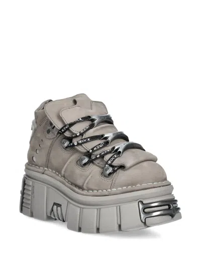 New Rock Lace-up Platform Sneakers In Gray