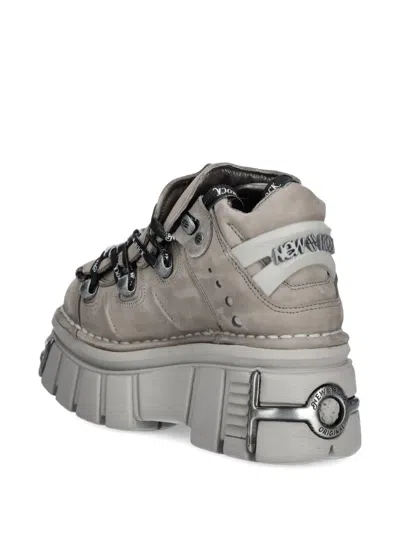 New Rock Lace-up Platform Sneakers In Gray