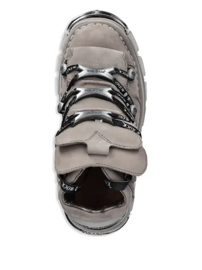 New Rock Lace-up Platform Sneakers In Gray