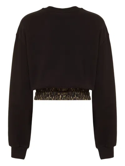 Just Cavalli Drawstring Leopard-print Sweatshirt In Black