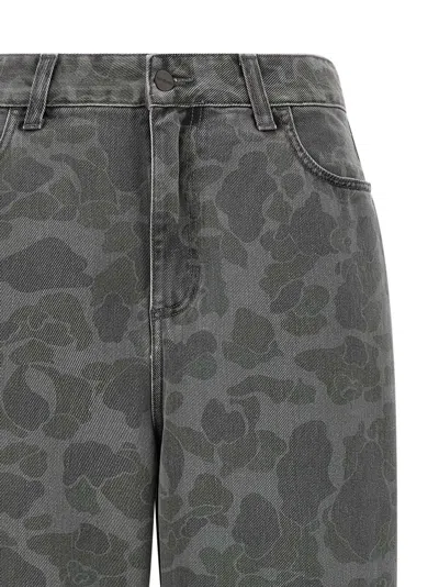 Carhartt Duck Orell Denim Trousers Featuring Pockets In Brown