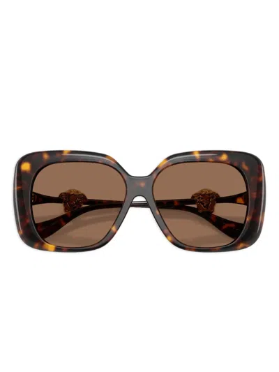 Versace Medusa Square-frame Sunglasses In Brown