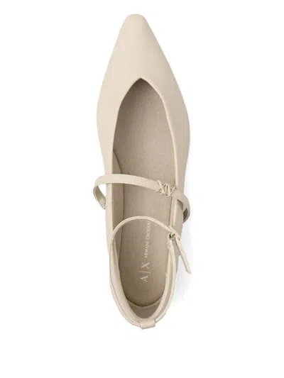 Armani Exchange Ankle-strap Pointed-toe Flats In Neutral