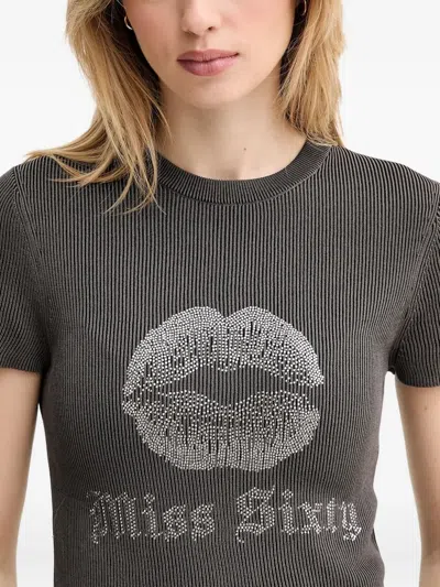 Miss Sixty Lips-detail T-shirt In Gray