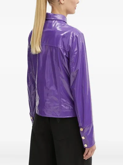 Silvian Heach High-shine Button-fastening Jacket In Purple