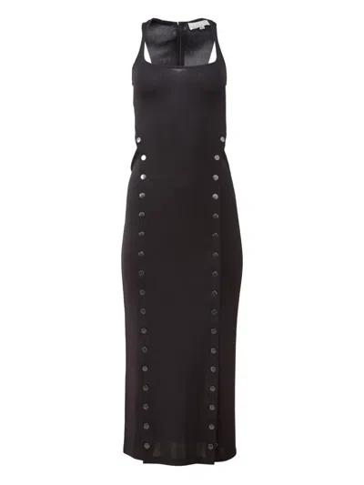 Fleur Du Mal Undo Me Button-embellished Midi Dress In Black