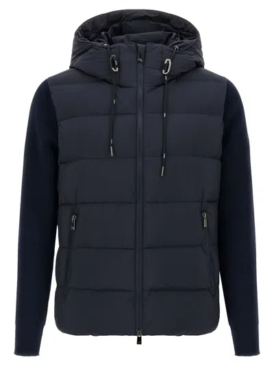 Tatras Keitie Black Down Jacket With Drawstring Hood And Logo Patch On The Side In Tech Fabric Man In Blue