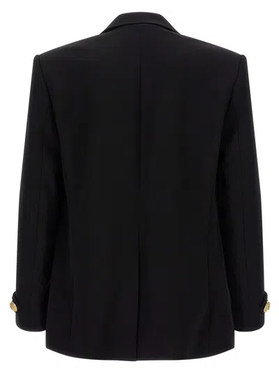Balmain Blazer With Leaf Embroidery And Gold Buttons In Black