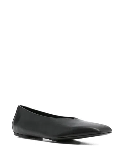 Rick Owens Leather Ballet Flats In Black