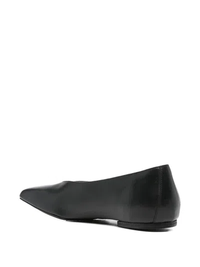 Rick Owens Leather Ballet Flats In Black