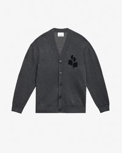 Isabel Marant Logo-intarsia Cardigan In Gray