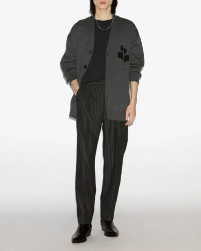 Isabel Marant Logo-intarsia Cardigan In Gray