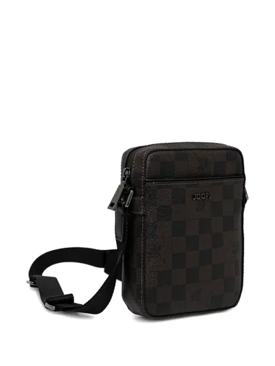 Joop Check-pattern Messenger Bag In Black
