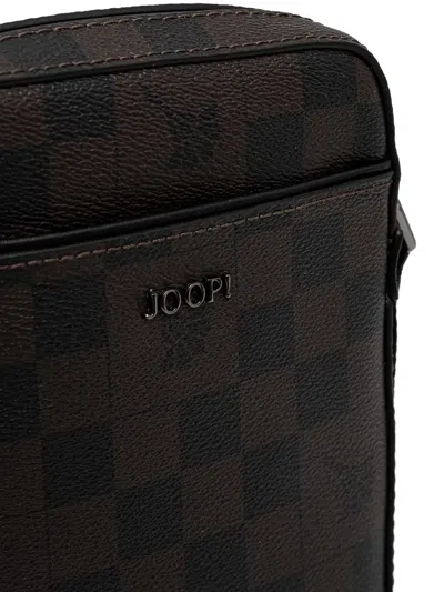 Joop Check-pattern Messenger Bag In Black