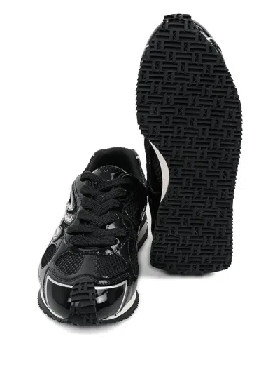 Karl Lagerfeld Velocette Patent-leather Triangular-sole Sneakers In Black