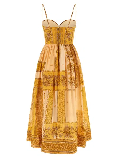 Zimmermann Lucky Corset Midi Dress Mustard Banana In Brown