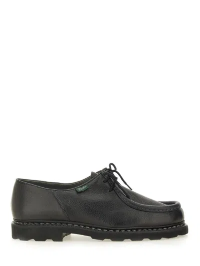 Paraboot Round Toe Lace-up Shoes With Textured Sole In Black