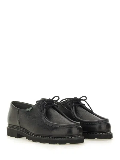 Paraboot Round Toe Lace-up Shoes With Textured Sole In Black