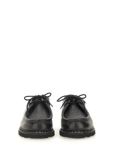 Paraboot Round Toe Lace-up Shoes With Textured Sole In Black