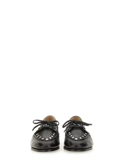Bally Round Toe Studded Leather Loafers