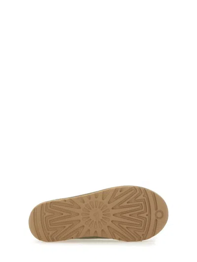 Ugg Tasman Wool-blend Fleece-lined Embroidered Suede Slippers In Green