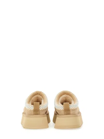 Ugg Tazz Wool-blend Fleece-lined Embroidered Suede Platform Slippers In Neutral