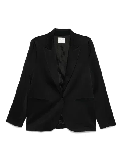 Forte Forte Tailored Double-breasted Jacket Featuring Flap Pockets In Black