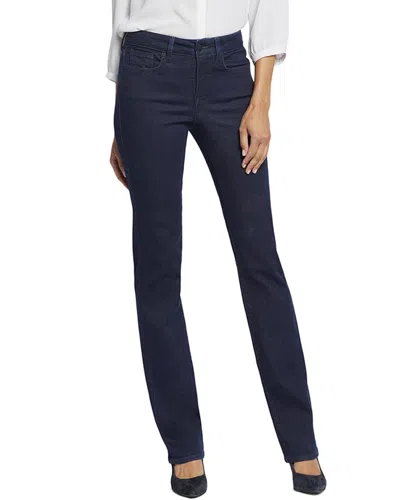 Nydj Sheri Womens Dark Wash Flocked Slim Jeans In Blue