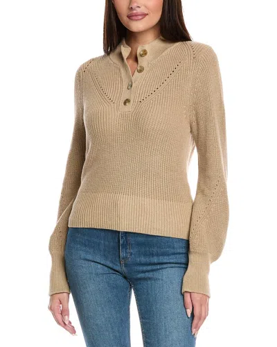 &isla Poppy Button Up Mock Neck Sweater In Brown