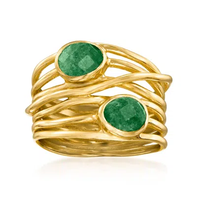 Ross-simons Emerald Multi-row Ring In 18kt Gold Over Sterling In Gold
