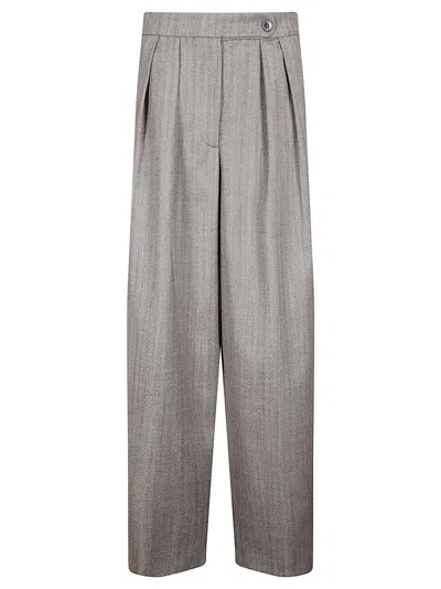 Dries Van Noten Wide Gray Wool Palazzo Pants In Gray