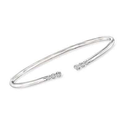 Rs Pure By Ross-simons Bezel-set Diamond Open-space Cuff Bracelet In Sterling Silver In Silver