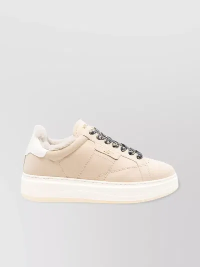 Woolrich Leather Platform Sneakers With Contrast Panel In Pink