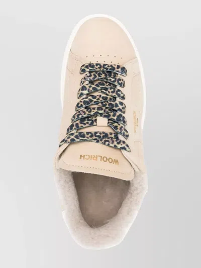 Woolrich Leather Platform Sneakers With Contrast Panel In Pink