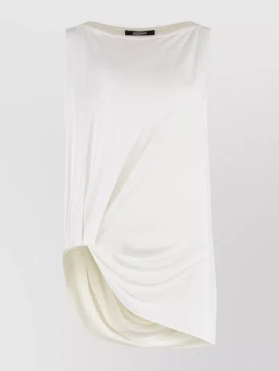 Jacquemus Haut Peplo Gathered Jersey Tank In White