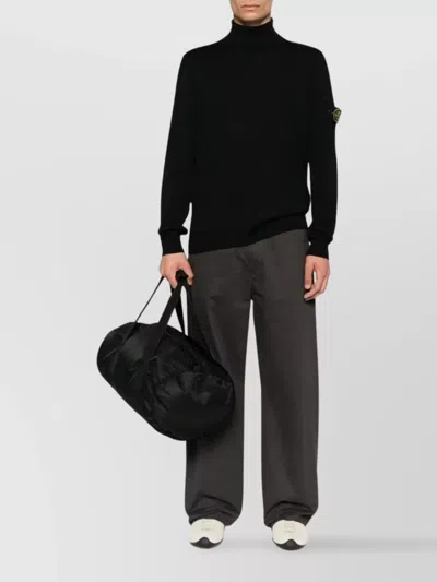Stone Island Ribbed Wool Turtleneck Sweater Clothing In Black