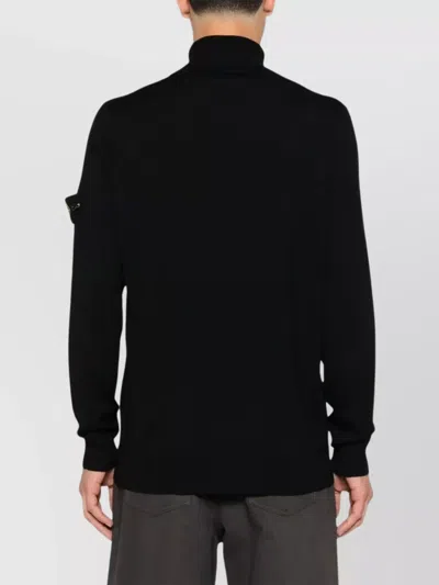 Stone Island Ribbed Wool Turtleneck Sweater Clothing In Black