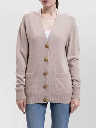 Balmain Short Knit Cardigan With Ribbed Accents In Multi