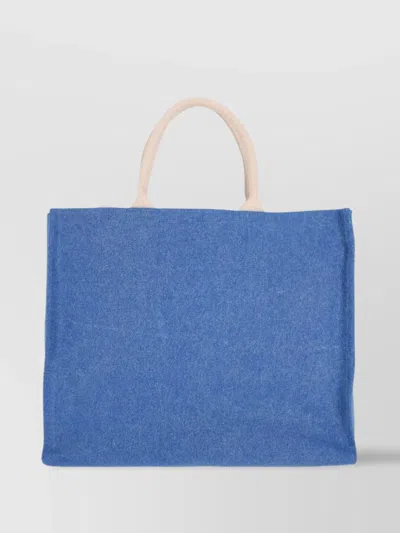 Marni Shopper Bag With Shoulder Strap And Top Handles In Blue