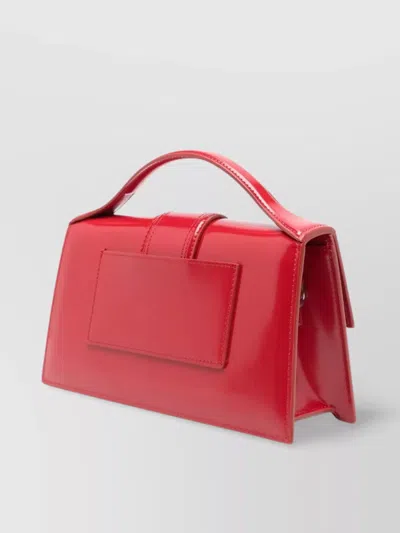 Jacquemus Rectangular Smooth Top Handle Shoulder Bag In Red