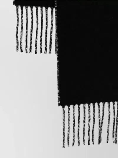 Jacquemus Brushed Finish Fringe Detailing Wraparound Scarf In Black