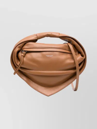 Federico Cina Medium Calfskin Shoulder Bag With Removable Strap In Brown