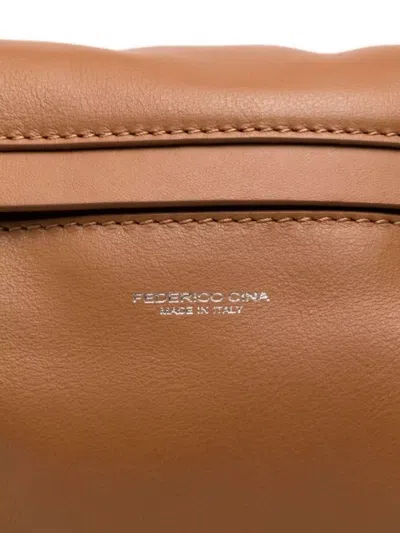 Federico Cina Medium Calfskin Shoulder Bag With Removable Strap In Brown