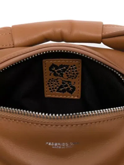 Federico Cina Medium Calfskin Shoulder Bag With Removable Strap In Brown