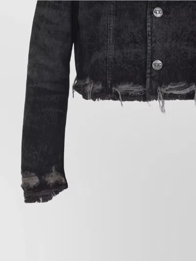 Diesel Grey Jacket With Round Neck And Frayed Edges In Cotton Blend Woman